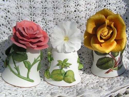 Эта троица попала
ко мне с историей. Я не покупаю и не собираю серии. Все началось с
желтой розы, в которую я влюбилась однажды. Она оказалась весьма
солидной, с сертификатом. А вторая роза и петуния, попроще, достались
мне в виде довеска.